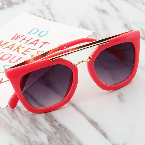 

big frame cat eye sunglasses kids boys girls luxury brand designer outdoor uv400 sunglasses metal children goggles shades, Blue