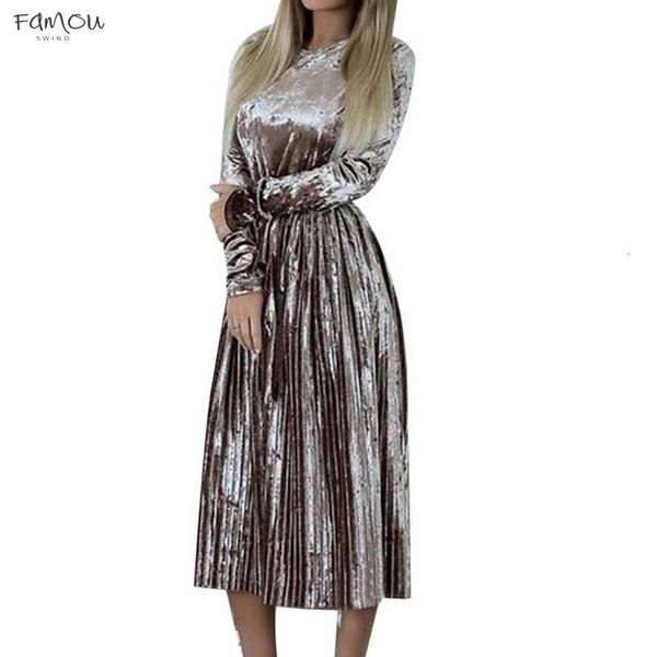 

Spring Summer Women Long Dresses Maxi New High Waist Solid Pleated Dress Female Vintage Elegant Tunic Vestidos Designer Clothes
