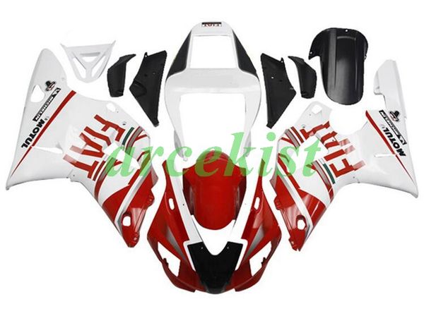

4 бесплатных подарки нового abs мотоцикл полных обтекатели комплекты подходят для yamaha yzf r1 1998 1999 98 99 тела набора белого красного