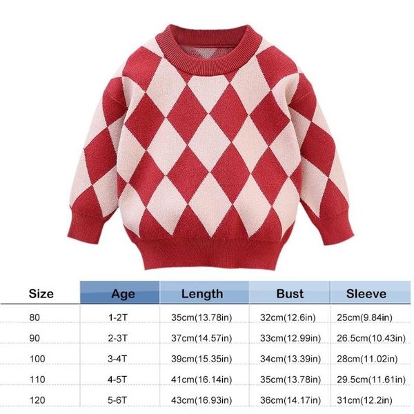 

children plaid round neck pullover temperament sweater loose autumn kids girls boys simple generous korean lovely jumper, White