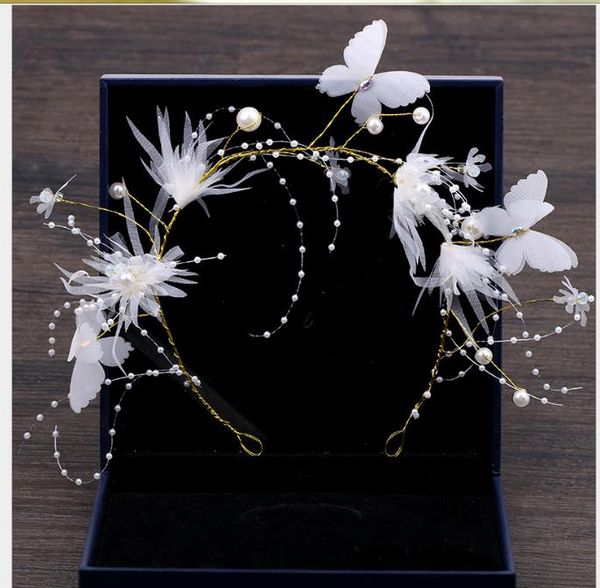

hair hoop hairpin set beautiful butterfly pearl bride hairpin, Slivery;golden
