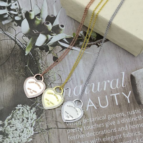 

sterling silver 925 classic pop cool fashion rose gold gold silver heart card necklace jewelry holiday gift cx200609