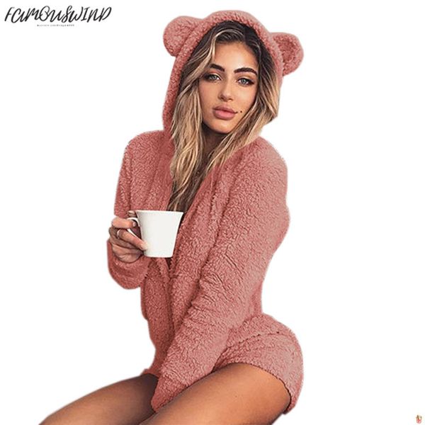 

женские осенние милые комбинезоны sexy casual lady solid home service обычные зимние комбинезоны с длинным рукавом с капюшоном комбинезон бо, Black;white