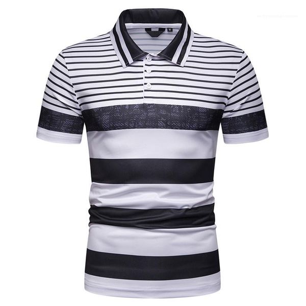 

polos striped printed turn collar button middle east style casual mens clothing summer mens designer, White;black