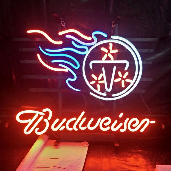 

good quality budweiser neon beer sign design real advertising bar home decoration art gift display neon light metal frame 17'' 24