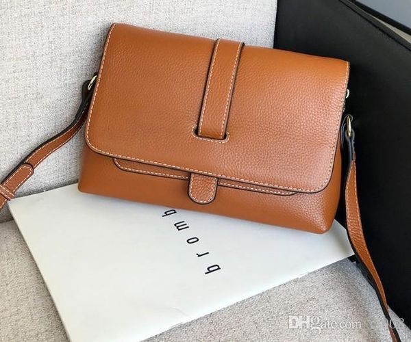 

fashion cross body bags women concise leather flap soft real leather 3 layers pockets inner large volume versatile shoulder bags