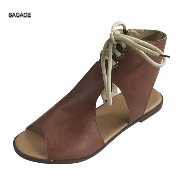 

sagace 2020 summer women's sandals roman flats open toe slippers shoes comfort beach sandals women outdoor leather a324