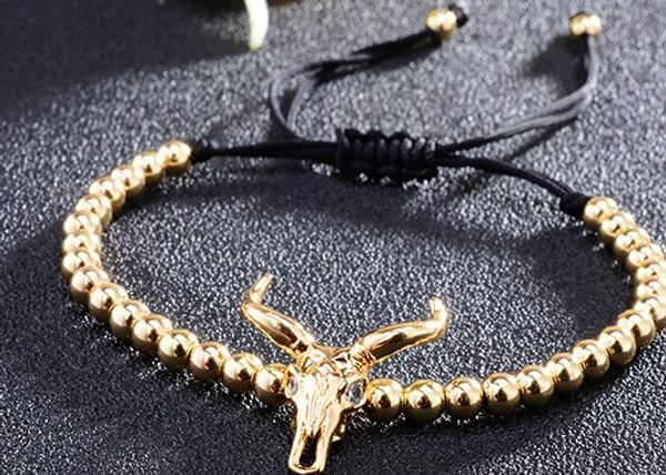 

4mm vhg45 silver gold cow adjusted micro pave cz zircon cubic zirconia bracelet macrame charm braided copper braiding, Black