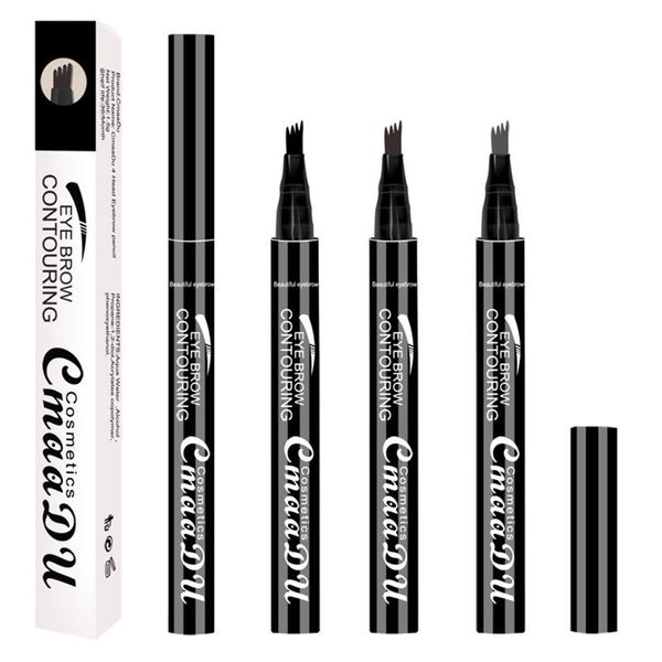 

dhl hipping cmaadu liquid eyebrow pen liquid eyebrow enhancer 3 colors 4 head eyebrow enhancer long-lasting waterproof