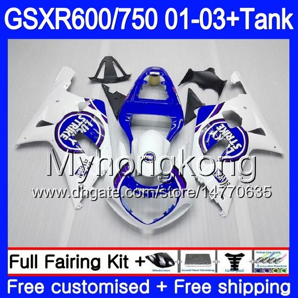 + Tanque Para SUZUKI Lucky Strike azul GSX-R750 GSXR 750 600 K1 GSXR600 01 02 03 294HM.31 GSX R600 R750 GSXR-600 GSXR750 2001 2002 2003 Carenagens
