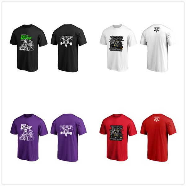 

mens designer t-shirts 2019 brand thrasher fashion leisure casual shirts hip hop leisure graphic funny tees printed logos, Black