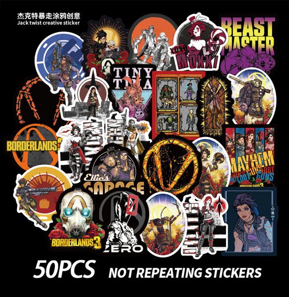 

50 pcs mixed car stickers borderlands 3 game for skateboard lapfridge helmet pad bicycle bike motorcycle ps4 notebook guitar pvc decal