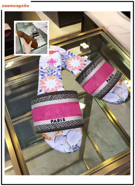 

new dazzle flowers women sandals designer slippers flip flops striped beach causal shoes embroidery sandal, Black