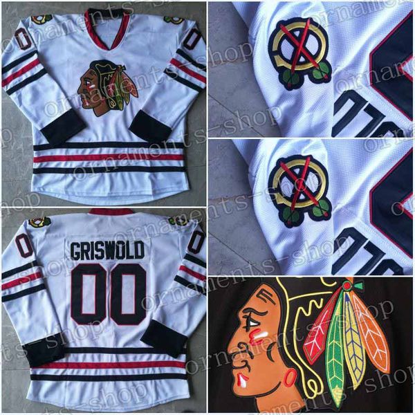 

Men's Chicago Blackhawks Jerseys #00 Clark Griswold White Hockey Jerseys Movie Jersey Stitched Embroidery Logos Top Quality