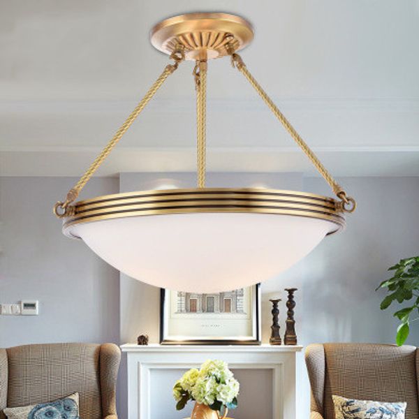 

round copper chandelier simple european dining room bedroom ceiling lamp american balcony kitchen chinese led lamps