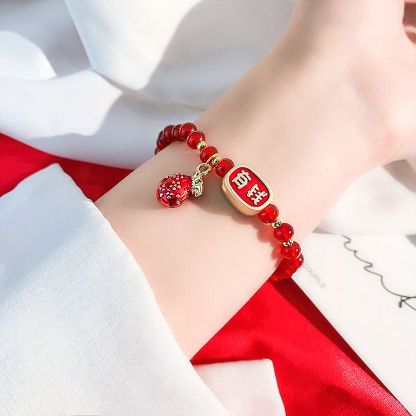 

natal mice new year transport bracelet for men and women couple girlfriends agate bracelet simple personality creative hand jewelry, Golden;silver