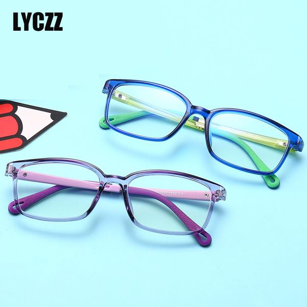 

lyczz children unbreakble optial clear glasses frame kids anti-blue light eyeglasses boy girl silicone game protective eyewear, Black