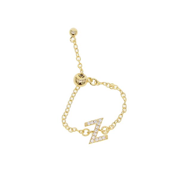 

2018 new slider chain alphabet ring n-z initial letter name ring charm jewelry fashion love cute gift new adjust tiny, Slivery;golden
