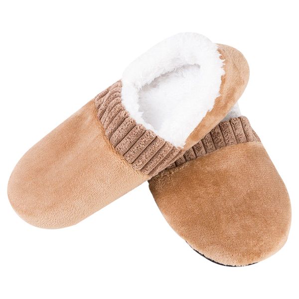 

men soft slippers house floor socks anti-slip indoor winter warm slipper new, Black