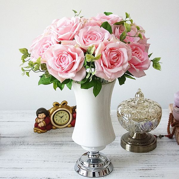 

new big 7heads wedding roses bouquet artificial flowers for home table decor wedding decoration flores floral babyshower wreath