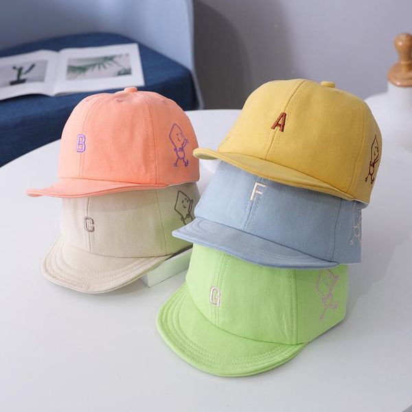 

baby boy and girl hats cartoon children's 2020 korean spring and summer new letters travel casual baseball caps baby sun hat, Yellow
