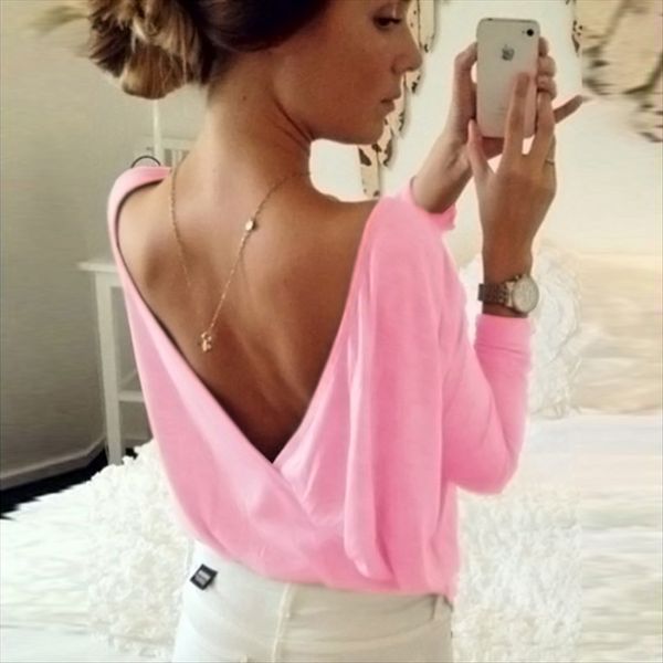 

summer green back cross four color long sleeve female summer green back cross four color long sleeve candy candy female, White