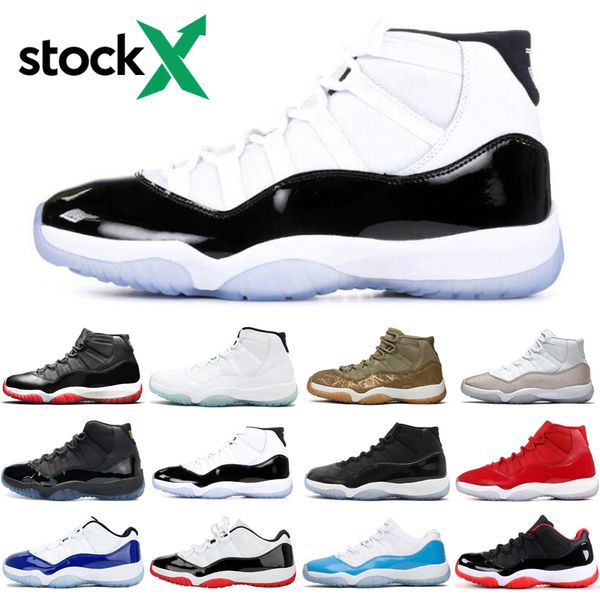 

bred 11s 11 stock x jumpman men women basketball shoes concord legend blue olive athletics mens trainers sports sneakers size 5.5-13, White;red