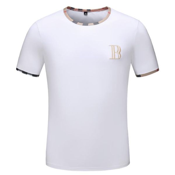 

2019 summer men burr fashion new short sleeve b embroidered o-neck t shirt summer cotton t shirt casual 006, White;black