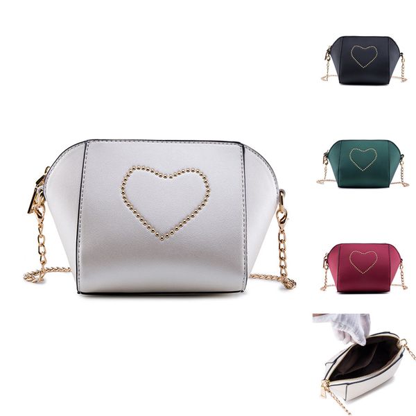 

ocardian bag women girl simple love rivet messenger bag pure color leather shoulder phone coin handbag dropship apr4