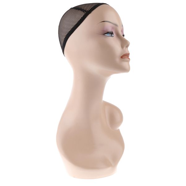 

18 inch abs female mannequin head manikin model stand for jewelry hat wig scarves scarf display with net cap