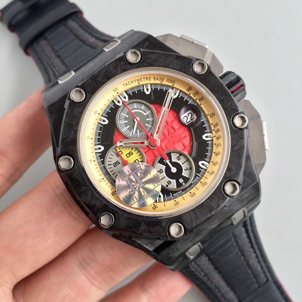 

jf v3 3126 movement carbon fiber collar 44 mm diameter waterproof designer watches luxury mens watches orologio di lusso, Slivery;brown