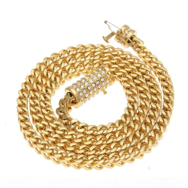 

2017 new style hip hop necklace silver, gold heavy industry set diamond - covered stainless steel for men's big necklace pendant