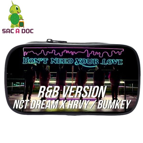 

don't need your love kids stationery bags pencil case makeup cosmetics bag nct dream printed girls boys casual mini pen-bag