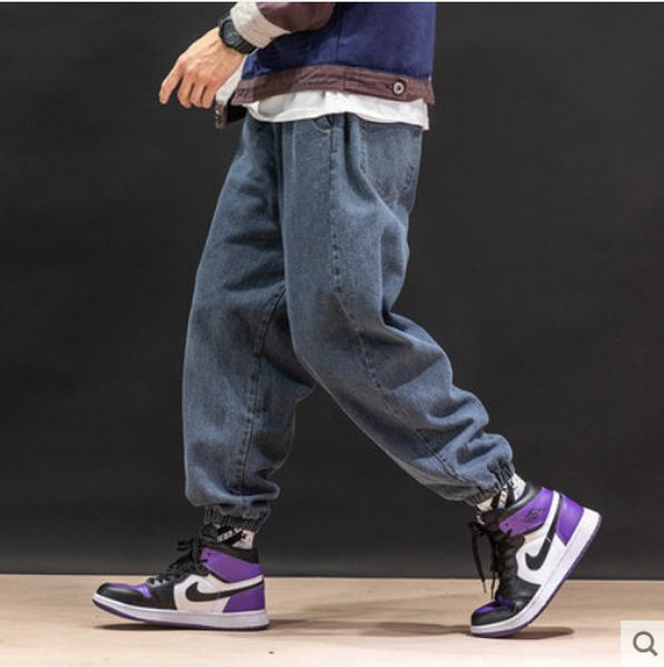 

the blue the new nine points jeans popular logo japanese loose big yards haroun pants beam foot pure color joker