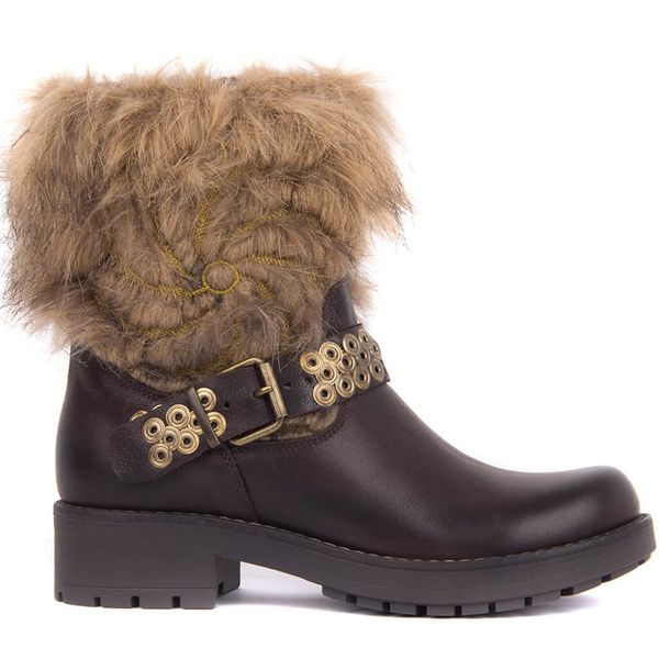 

sail lakers-brown women leather boots, Black