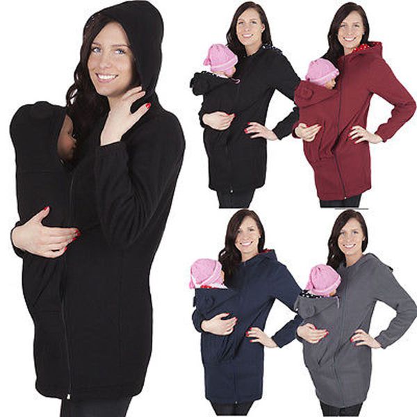 

Fashion 2018 Winter Autumn Baby Carrier Jacket Kangaroo Warm Maternity Hoodies Outerwear Coat Maternity Clothes Plus Size M-3XL