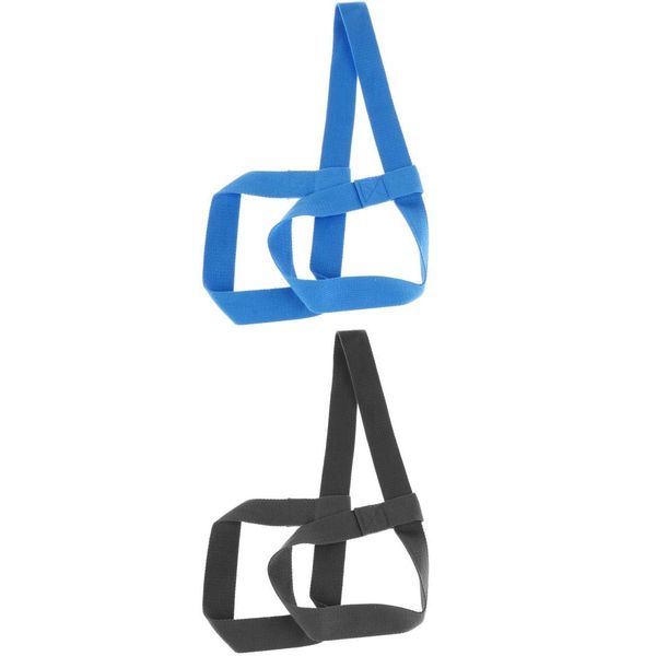 

2pcs adjustable yoga mat sling strap shoulder belt stretch band blue grey