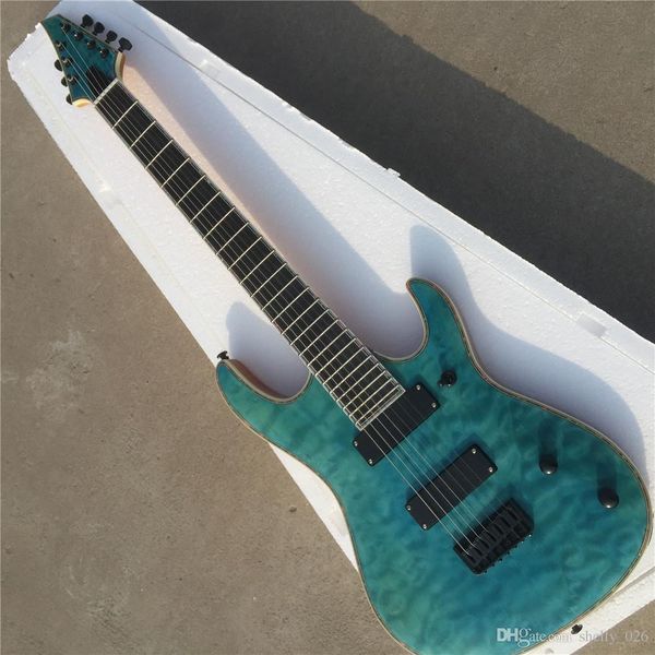 

uality quilted maple string through body ebony fretboard 7 string electric guitar