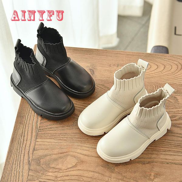 

ainyfu 2019 new winter child shoes waterproof fashion martin boots kids princess snow boots brand girls rubber b391, Black;grey
