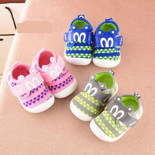 

toddler children kids baby cartoon star ears squeaky single shoes sneaker, Black