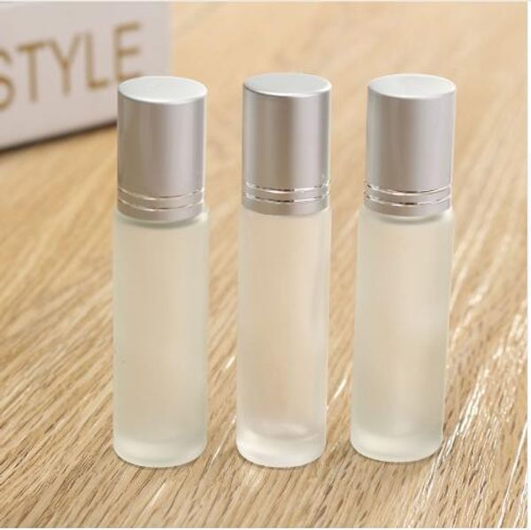 

3pcs 10ml clear frosted thick glass roll on essential oil empty perfume sample bottle 10cc stainless steel roller ball 2019