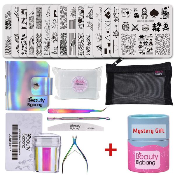 

beauty big bang 23pcs set nail stamping plates manicure overprint design template nail art tools stamper with mystery gift