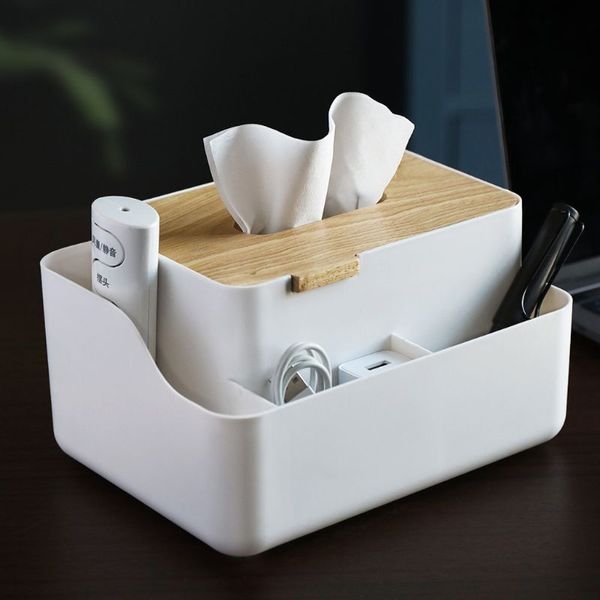 

rectangular wooden cover tissue box deskremote control storage box cosmetic makeup organizer home office supplies holder rac