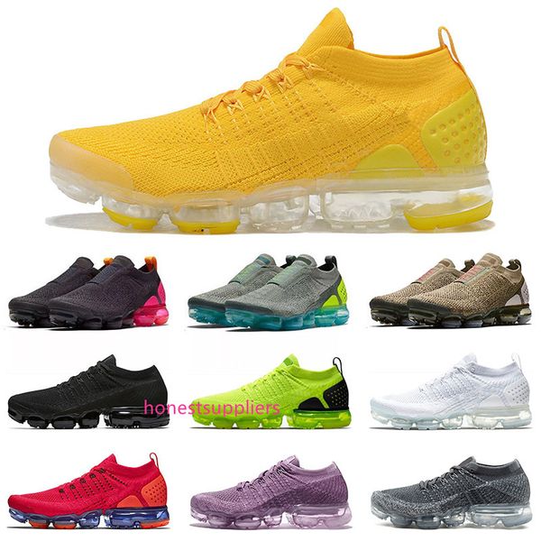 

2020 fly 1 knit 2 cushions mens womens vapors running shoes bright yellow moc 2 black racer blue red orbit designer sneakers trainers