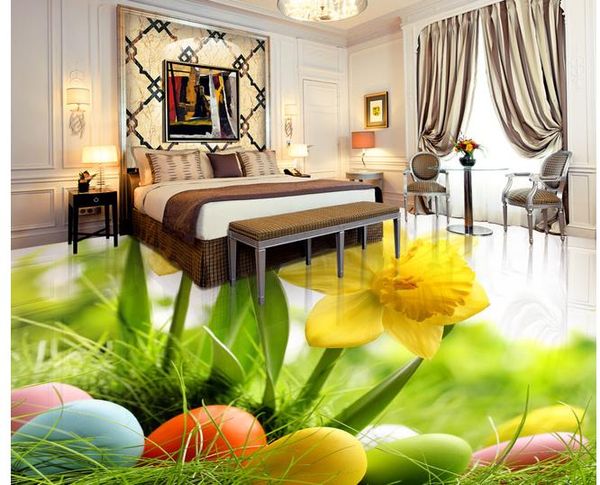 

flower colored egg 3d floor 3d bathroom wallpaper waterproof