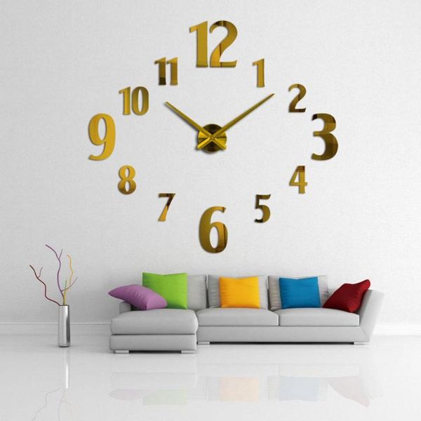 

arabic numbers diy acrylic mirror effect wall sticker clock living room decor