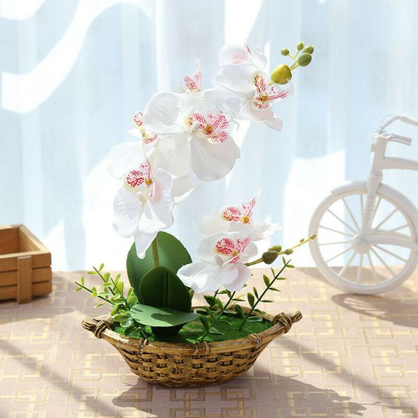 

artificial butterfly orchid flower phalaenopsis home decor with flowerpot hot