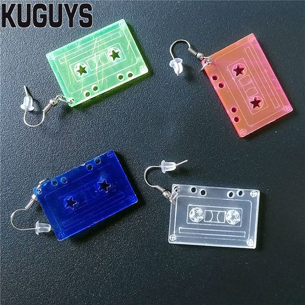 

kuguys trendy jewelry acrylic clear neon large dangle earrings for womens pendientes new arrival tape drop earring oorbellen brincos, Silver