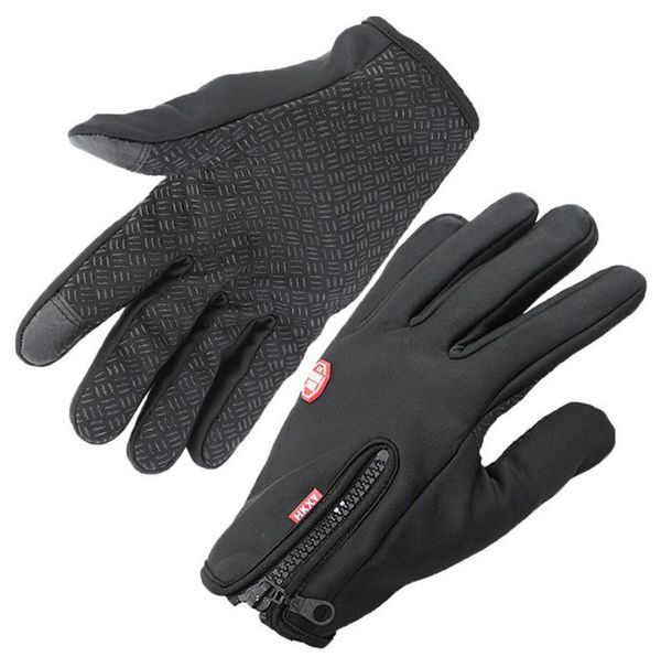 

2019 windsrs gloves moto anti slip windproof thermal warm touchscreen breathable motorcycle winter men women zipper gloves, Black