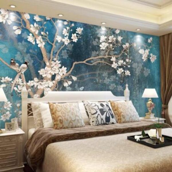 

custom hd p wallpapers mural 3d flower bird embossed wall decorative painting papel de parede wall papers home decor